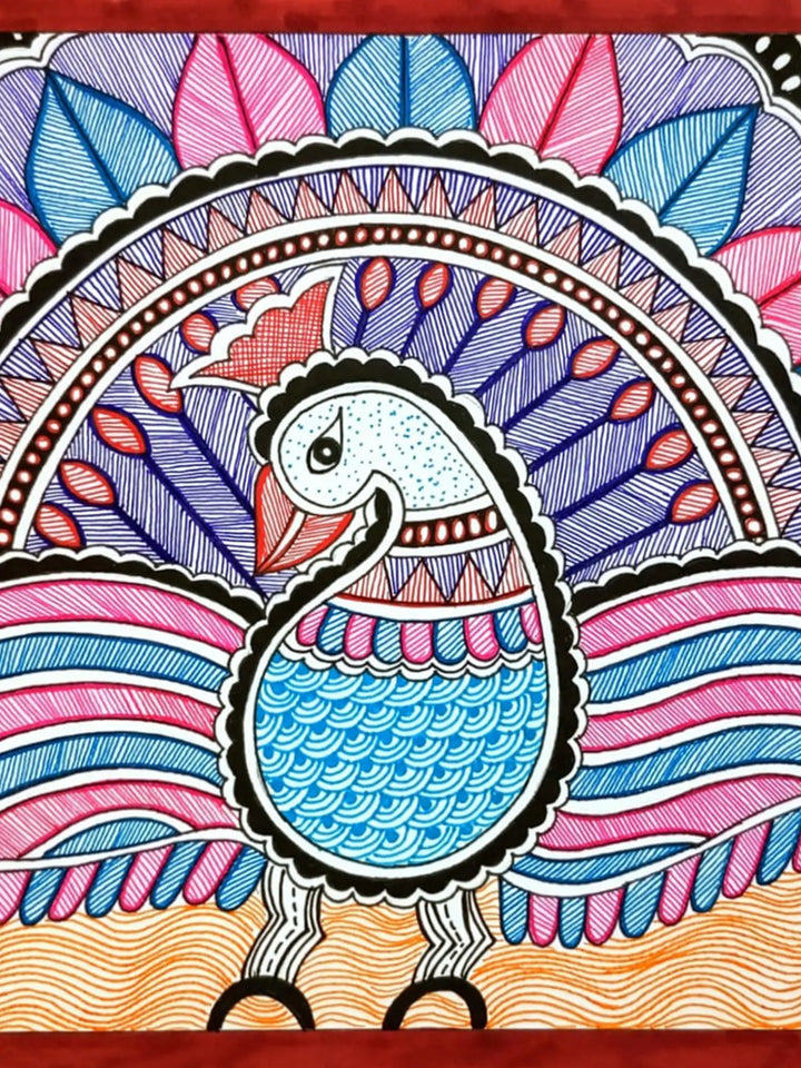 Peacock with Open Feathers Painting on Paper · view 3