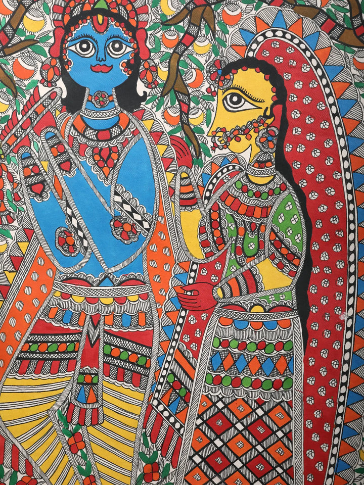 Multicolor Radha Krishna Painting on Handmade Paper · view 2