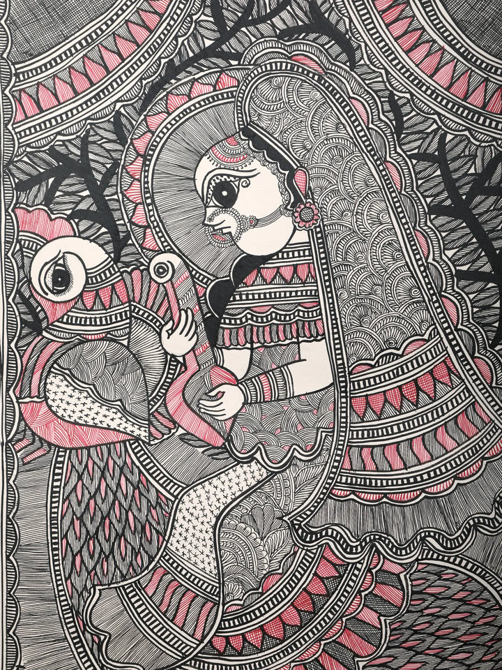 Goddess Saraswati Painting on Handmade Paper · view 2