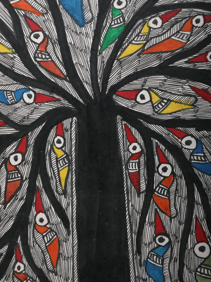 Tree of Life with Birds Painting on Handmade Paper · view 4