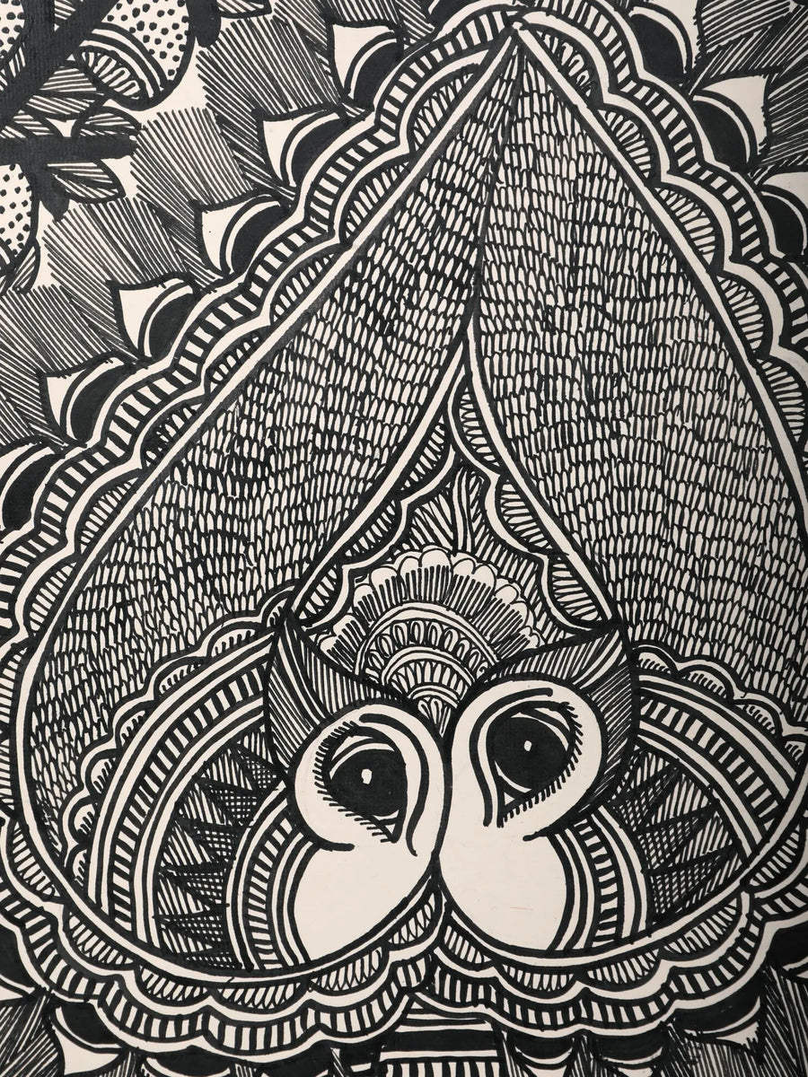 Pair of Peacock and Elephant Painting on Handmade Paper