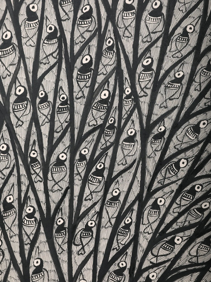 Black and White Tree of Life Painting on Handmade Paper · view 3
