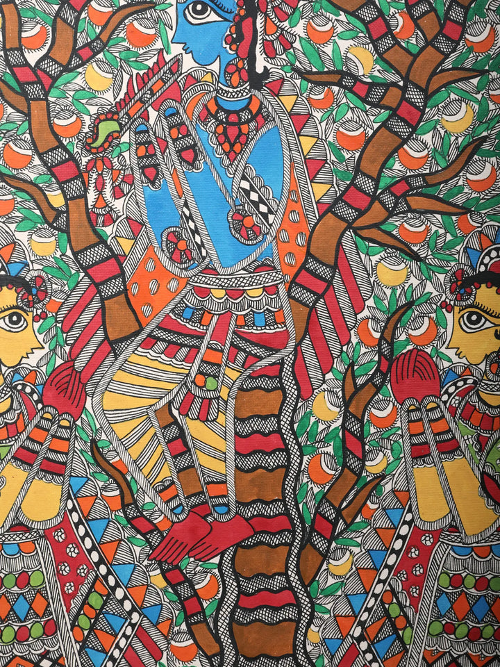 Lord Krishna with Gopi Painting on Handmade Paper · view 2