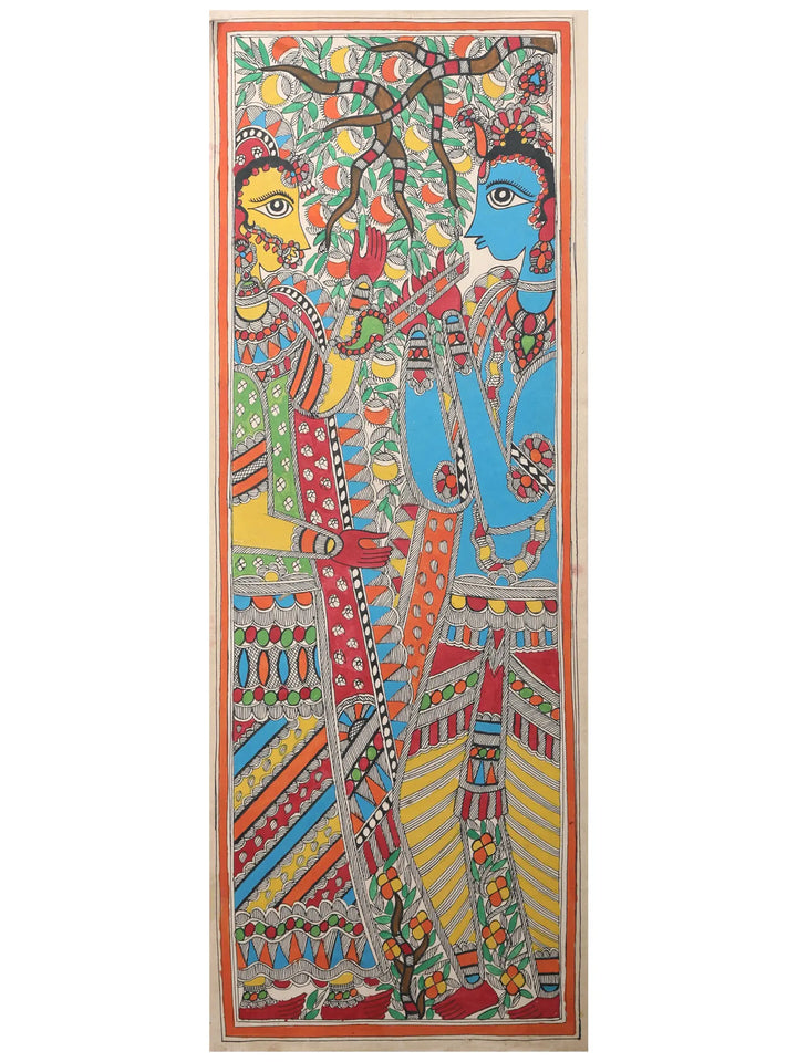Radha Krishna Madhubani Painting on Handmade Paper · view 1