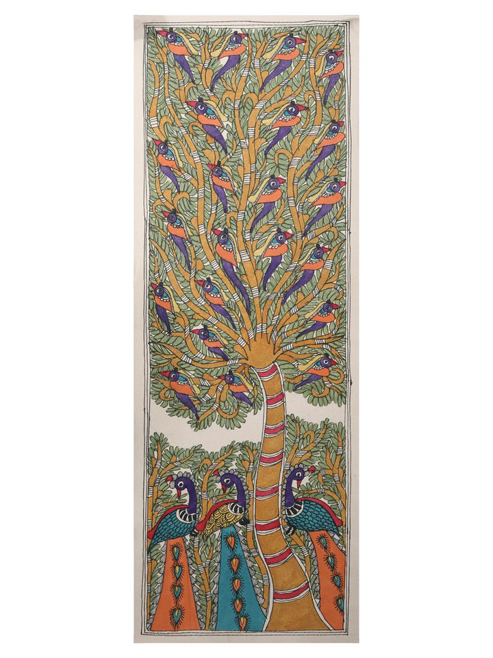 Tree of Life with Peacock Painting on Handmade Paper · view 1