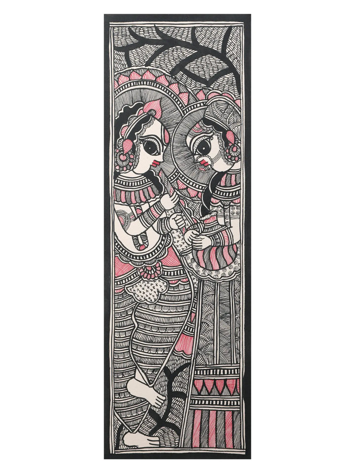 Krishna and Radha Madhubani Painting on Handmade Paper · view 1