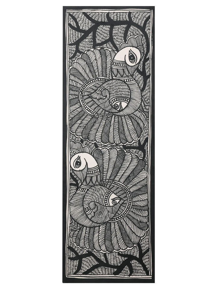 Pair of Peacock and Fish Madhubani Painting on Handmade Paper · view 1