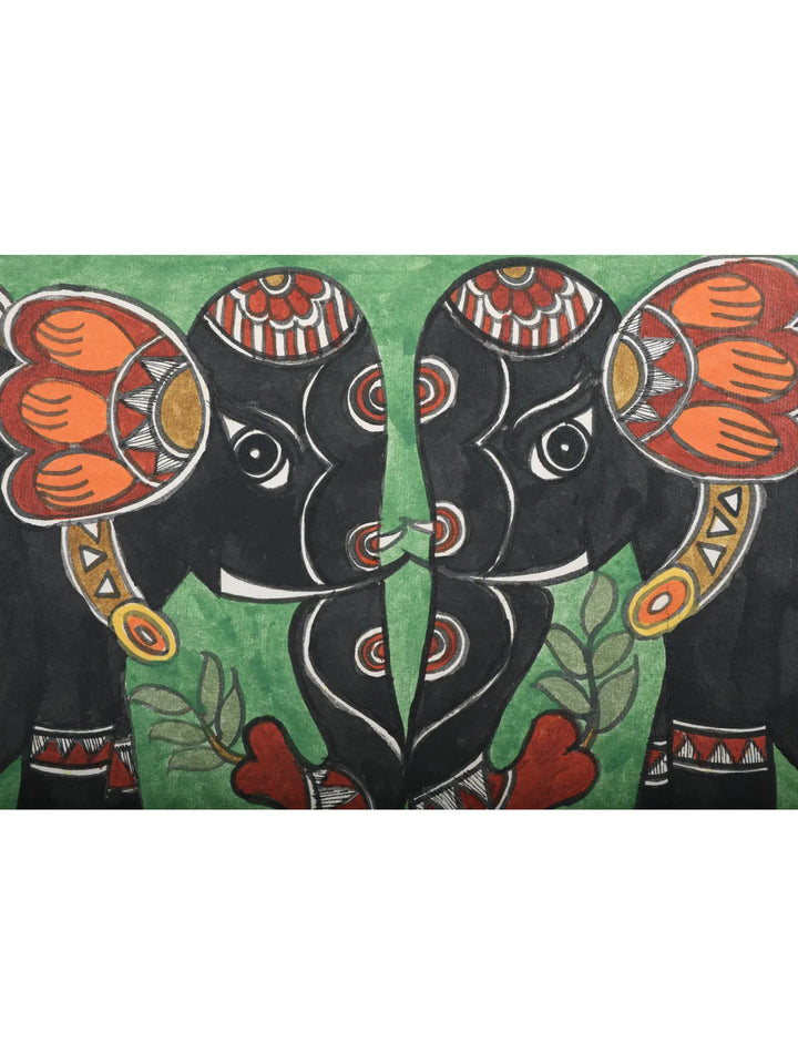 Royal Elephant Madhubani Painting on Handmade Paper · view 2