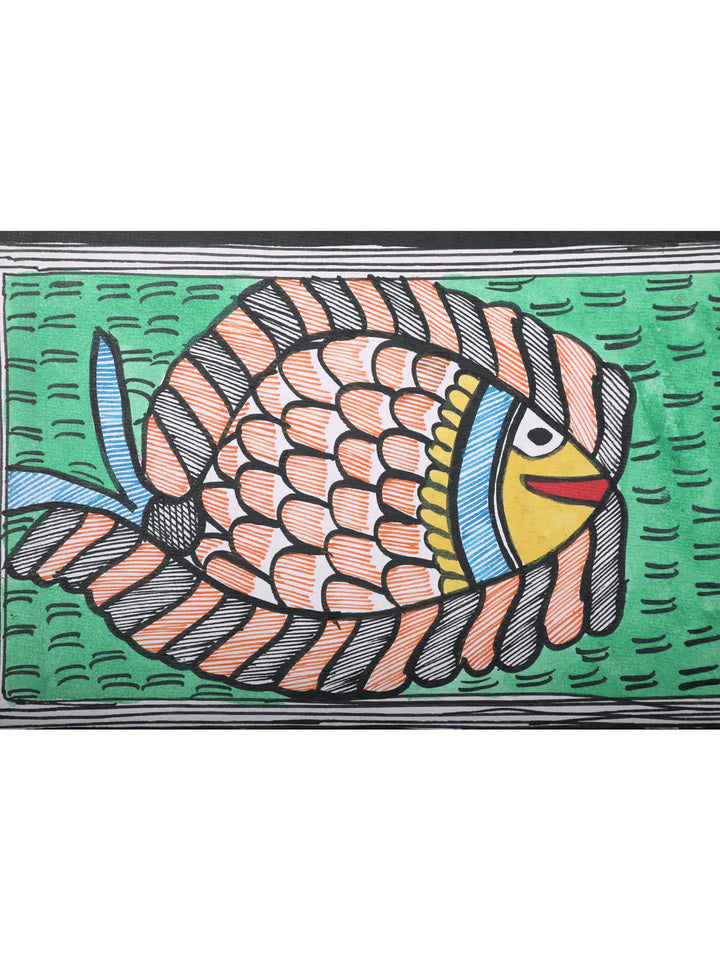 Twin Fish Madhubani Painting on Handmade Paper · view 2