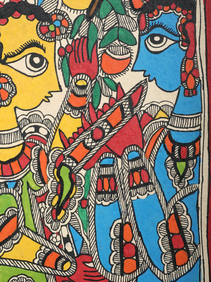 Radha and Krishna Madhubani Painting on Handmade Paper · view 2
