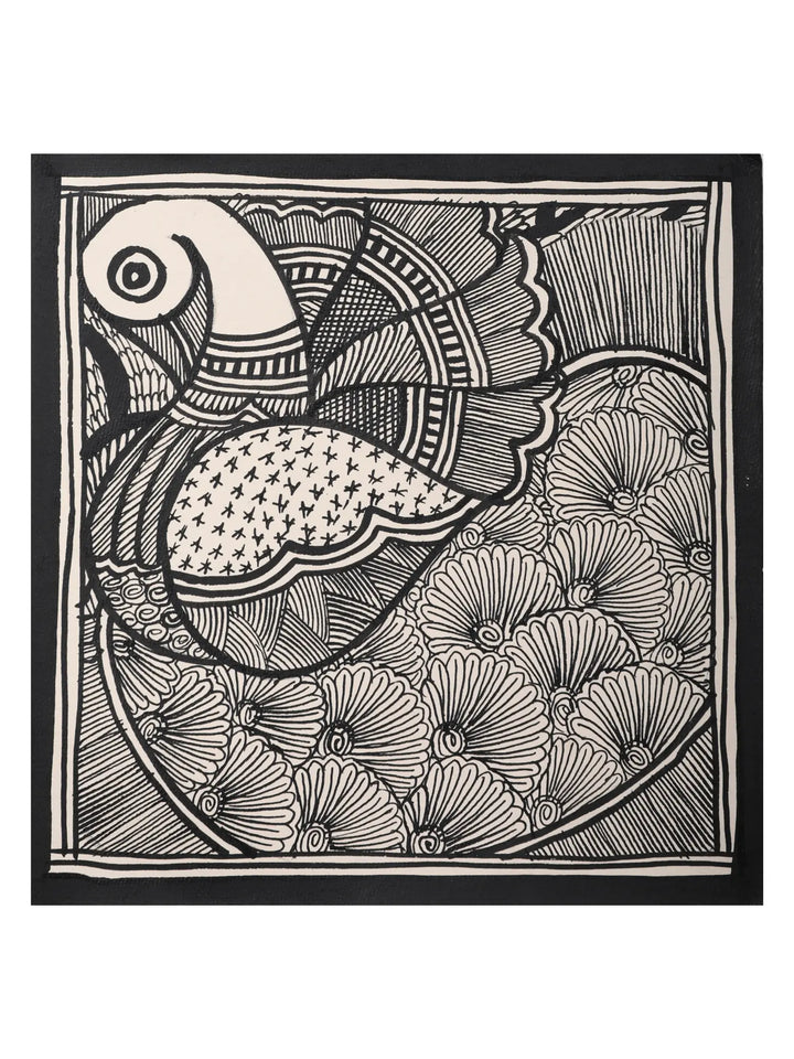 Bird in Style Madhubani Painting on Handmade Paper · view 1