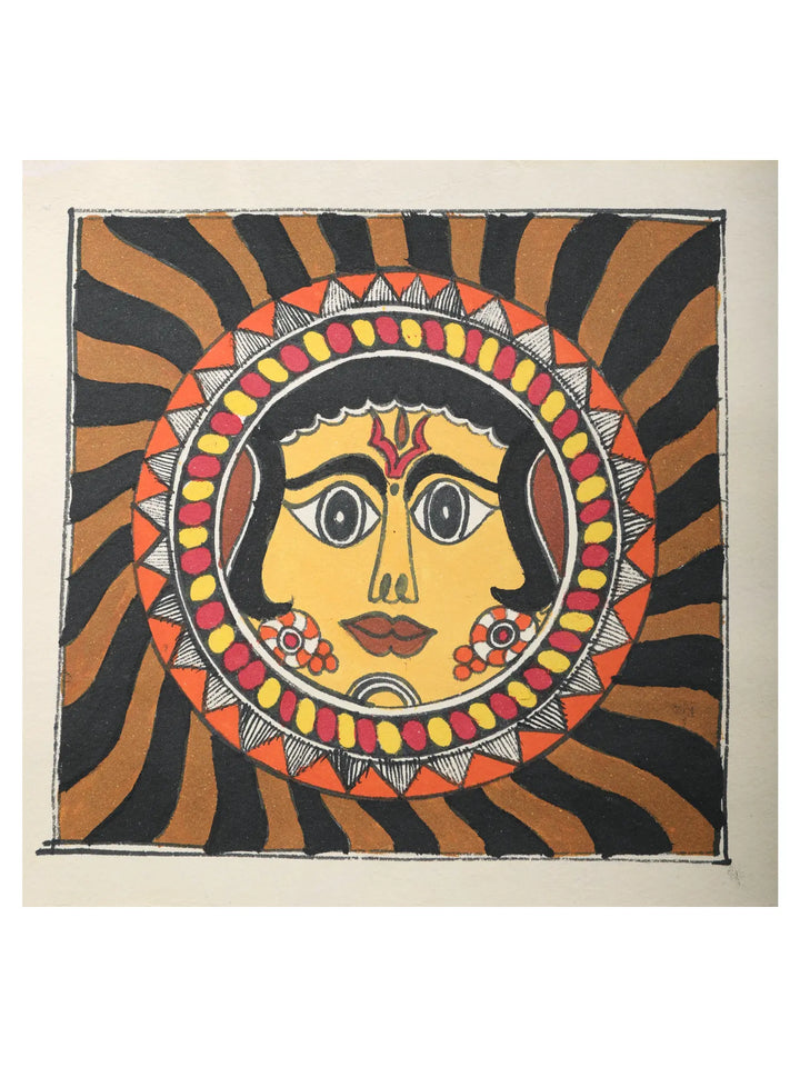 The Sun God Madhubani Painting on Handmade Paper · view 1