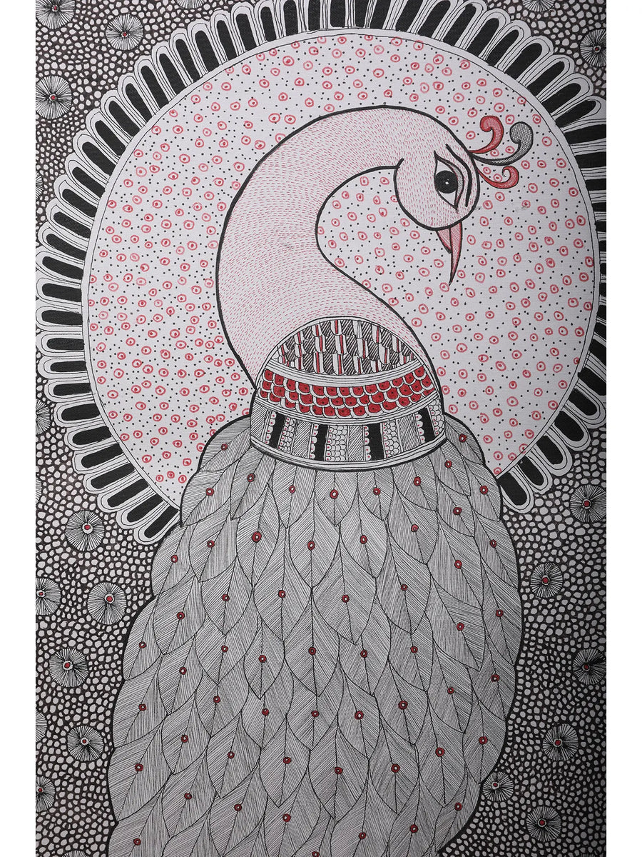 Peacock Madhubani Painting on Handmade Paper
