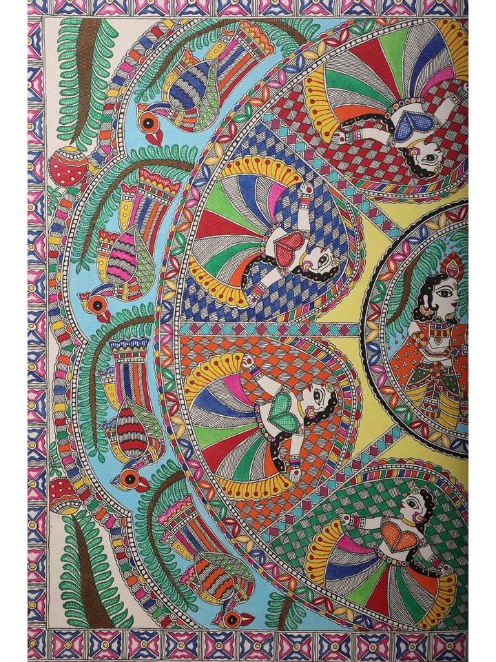 Krishna Ras Leela Painting on Handmade Paper · view 2