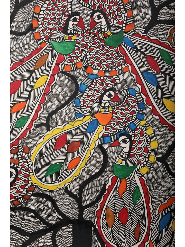 Tree of Life with Elephant and Peacock Painting on Handmade Paper · view 3