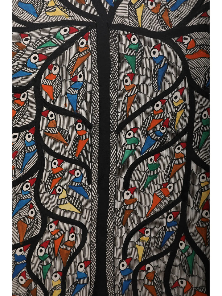 Tree of Life with Multiple Birds Painting on Handmade Paper · view 4