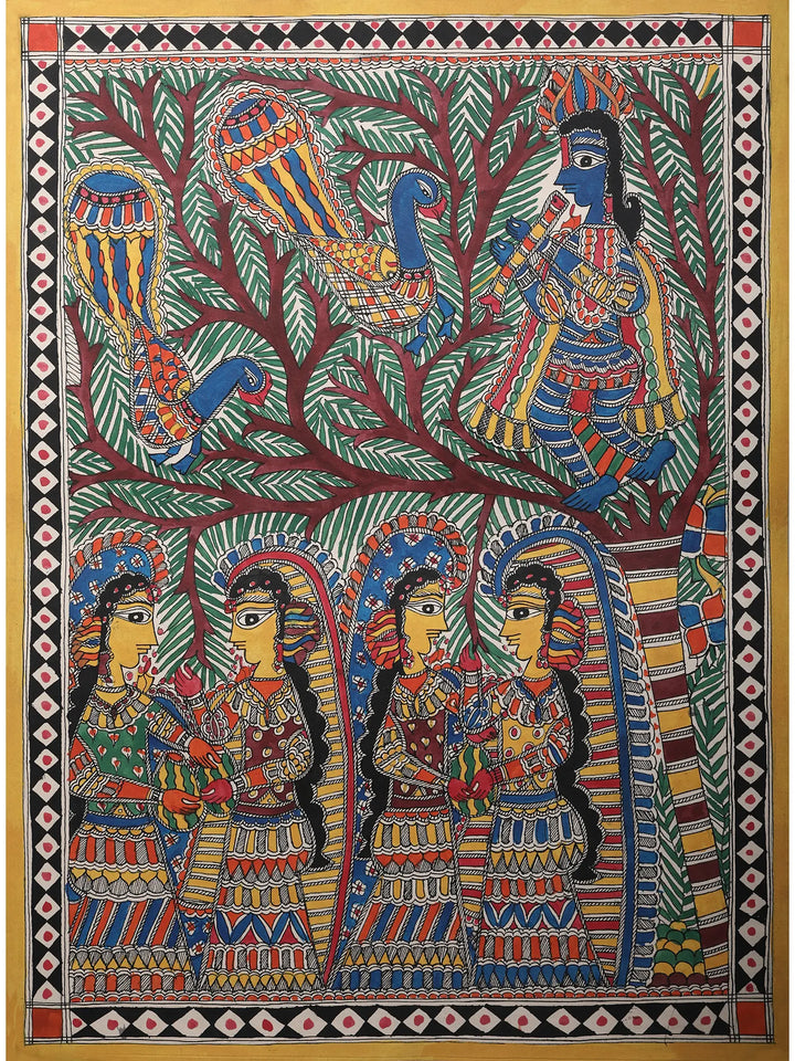 Krishna Leela Painting on Handmade Paper · view 1