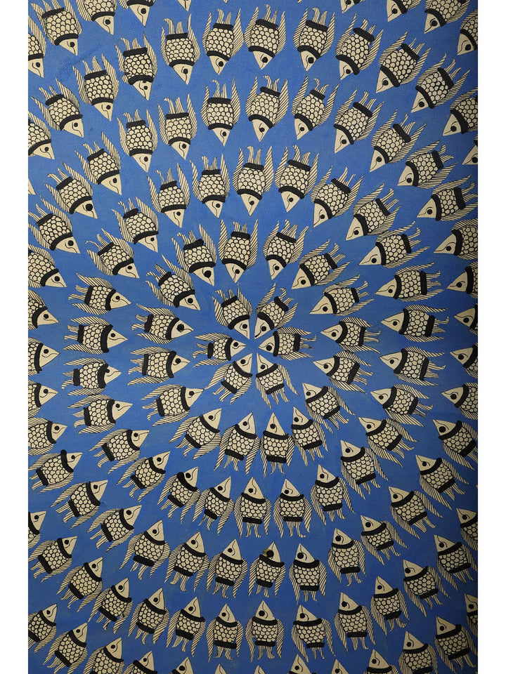 Blue Fish Mandala Painting on Handmade Paper · view 2