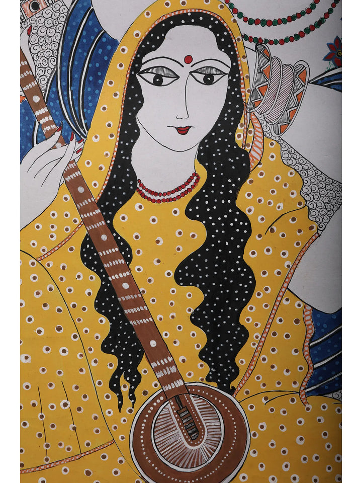 Meera Bai and Krishna Painting on Handmade Paper · view 3