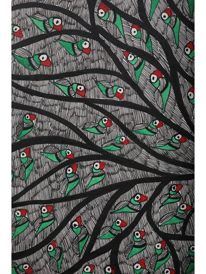 Tree of Life with Parrots Painting on Handmade Paper · view 3