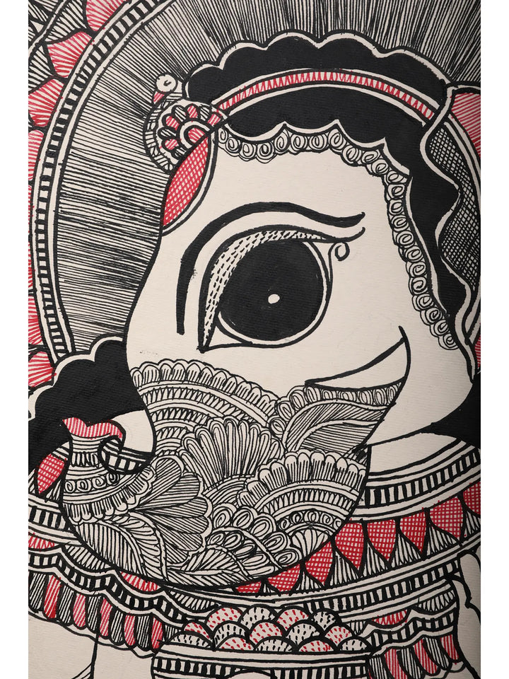 Vighnaharta Ganesha with Modak Painting on Handmade Paper · view 3