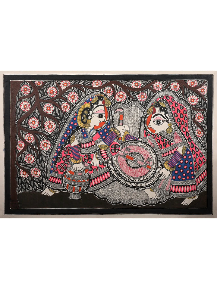 Village Scene Painting on Handmade Paper · view 1
