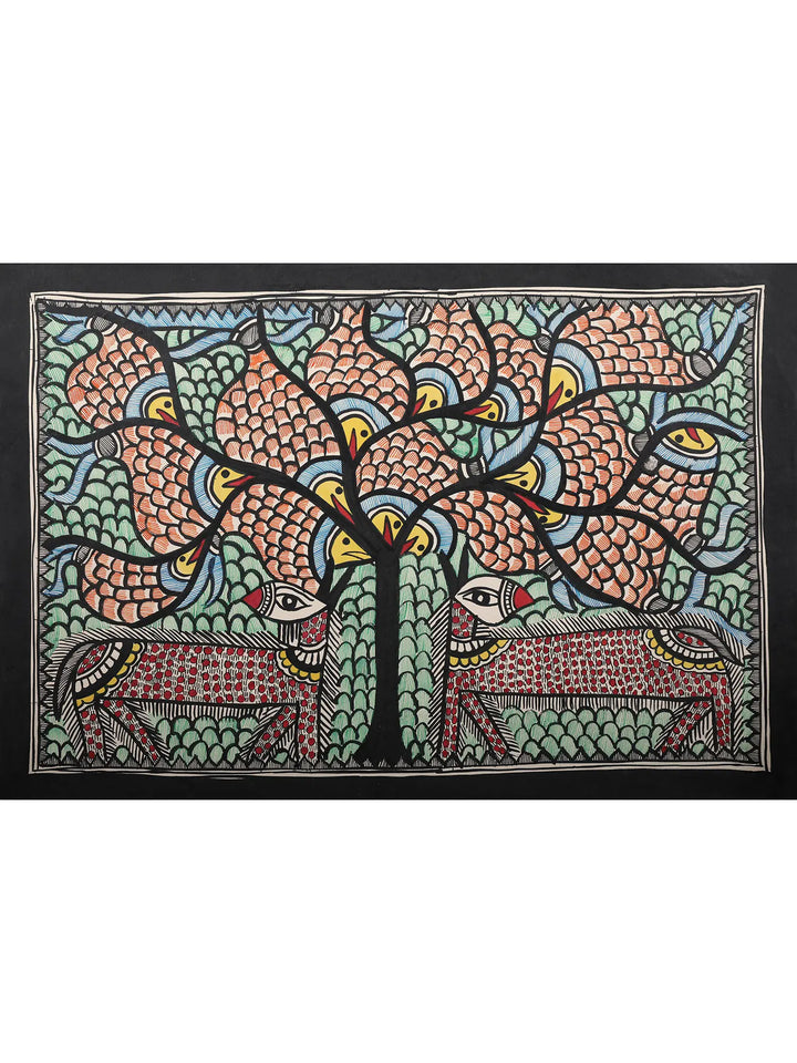 Tree of Life Made of Fishes Painting on Handmade Paper · view 1