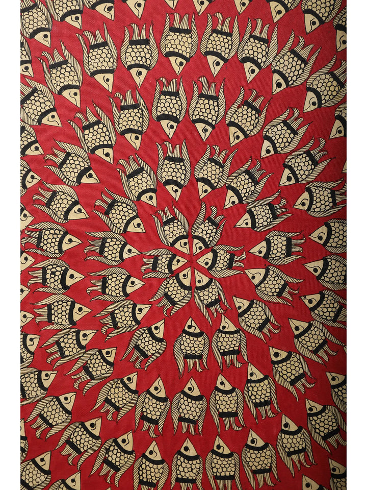 Red Fish Mandala Painting on Handmade Paper · view 2