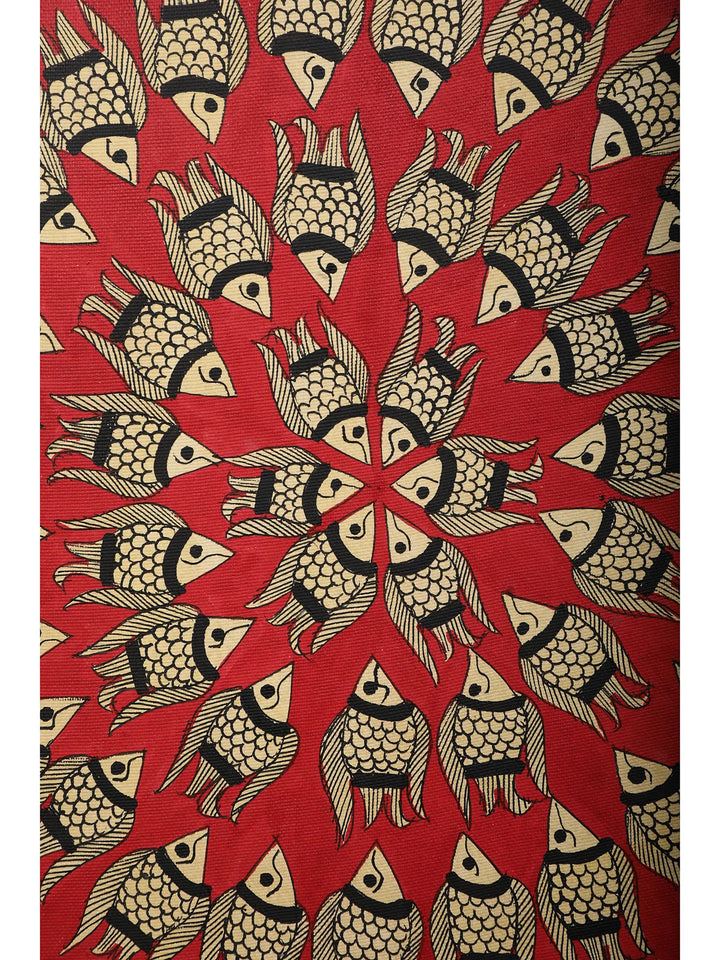 Red Fish Mandala Painting on Handmade Paper · view 3