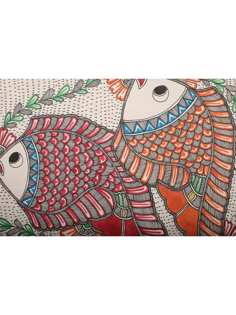 Handmade Fish Madhubani Painting on Handmade Paper