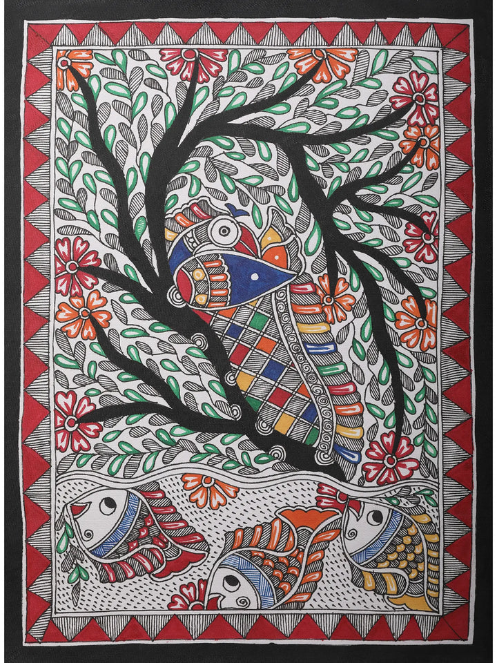 Tree of Life with Peacock Painting on Handmade Paper · view 1