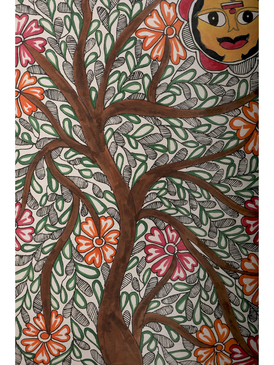 Tree of Life Rising Sun Painting on Handmade Paper