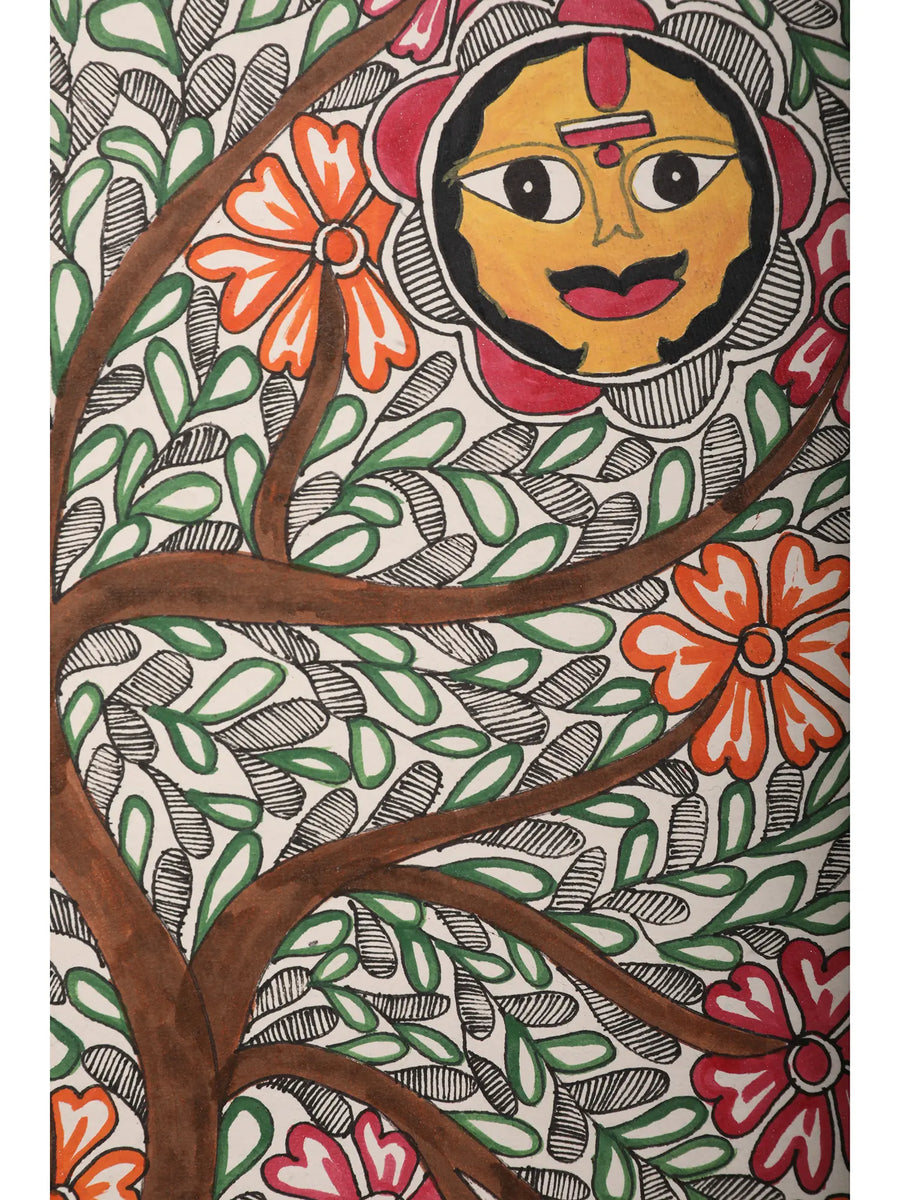 Tree of Life Rising Sun Painting on Handmade Paper