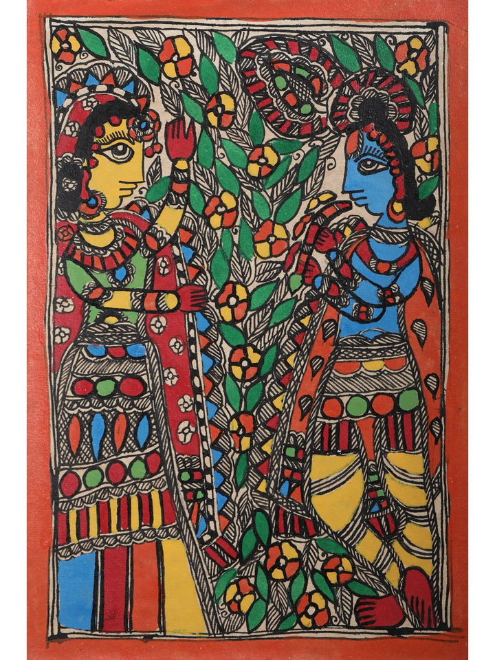 Lord Krishna with Radha Painting on Handmade Paper · view 1