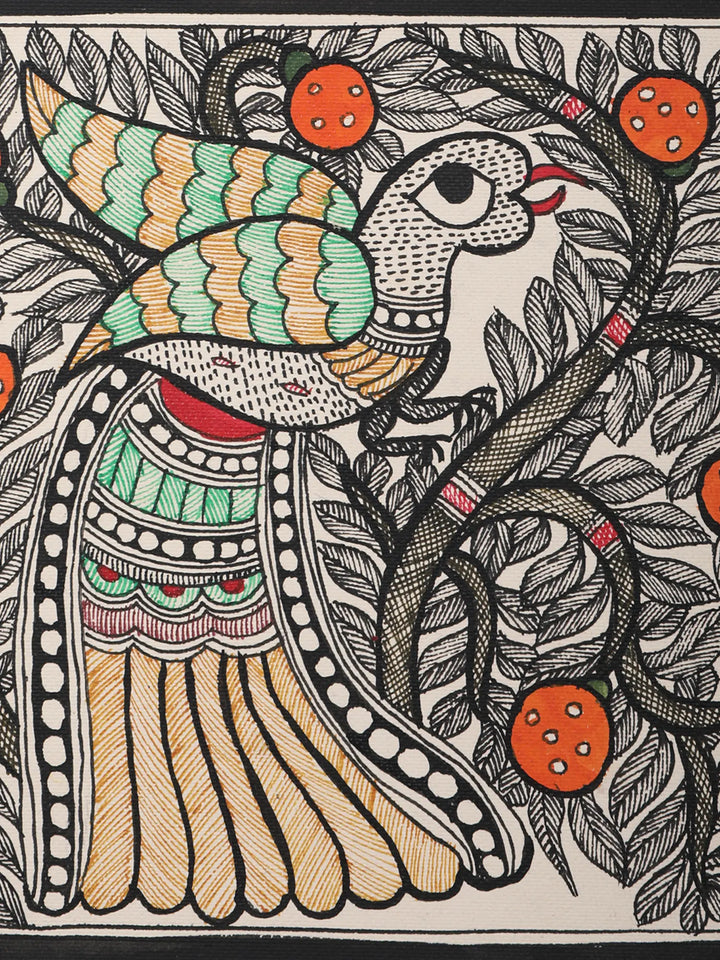 Peacock on Tree Painting on Handmade Paper · view 2
