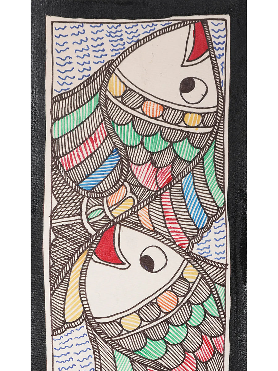 Fishes Madhubani Painting on Handmade Paper