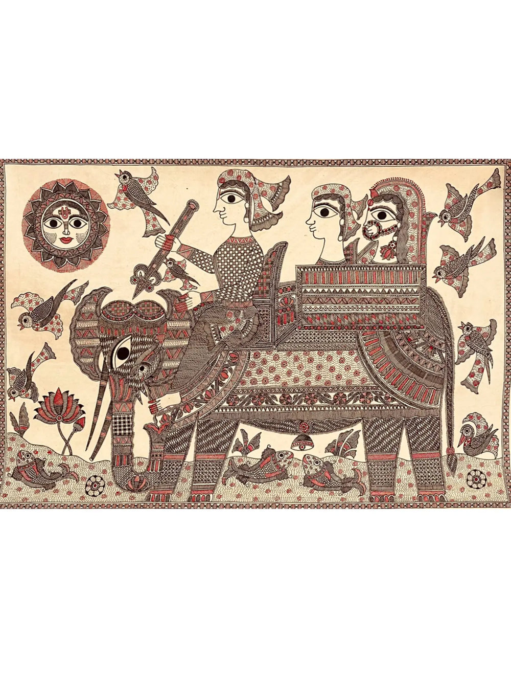 Royal Ride In Garden | Acrylic On Handmade Paper | By Priti Dalwadi