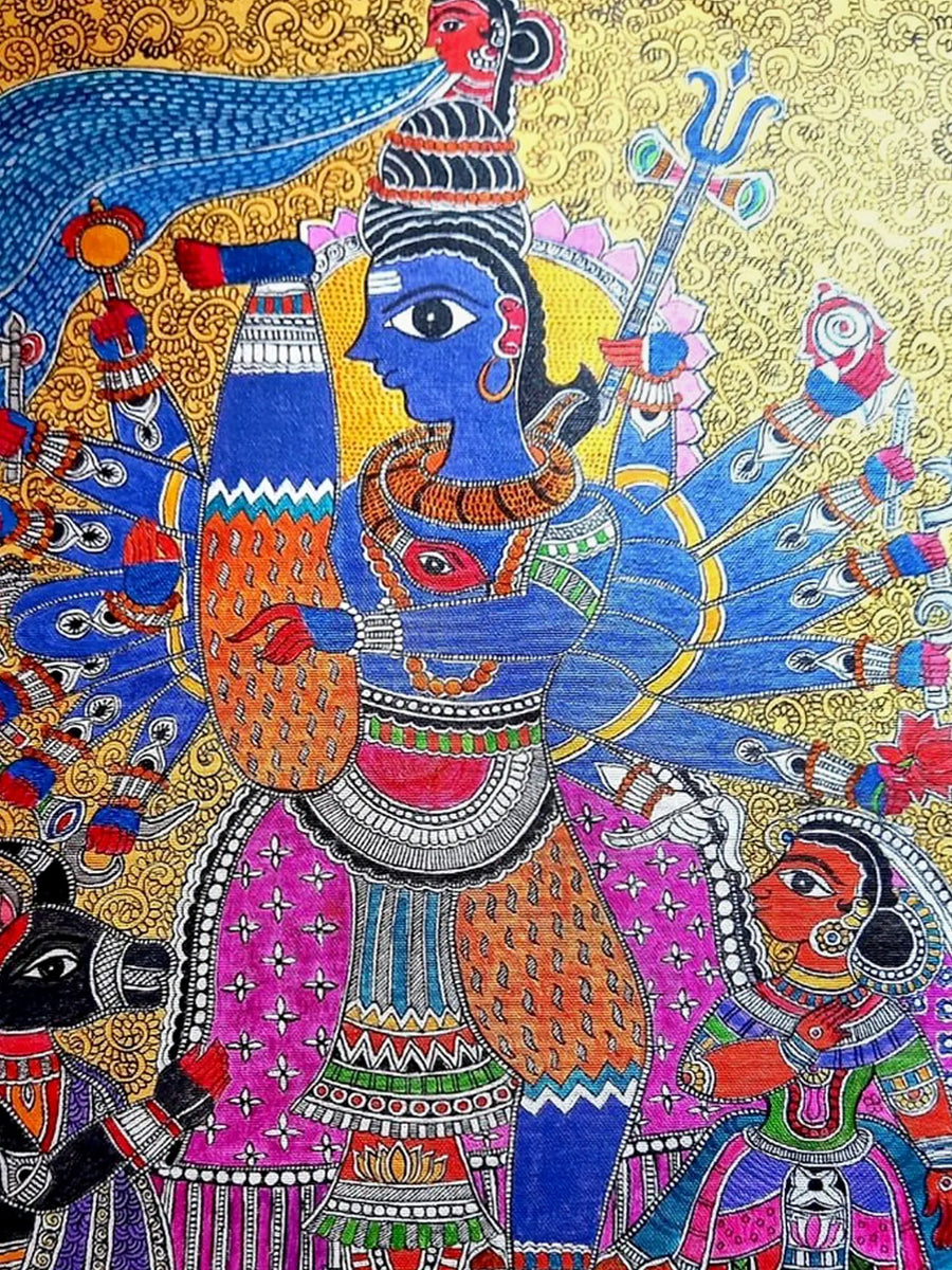 Rudra Madhubani Painting on Canvas