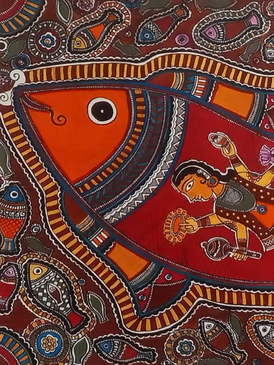 The Big Fish - Matasya Avatar Painting on Paper