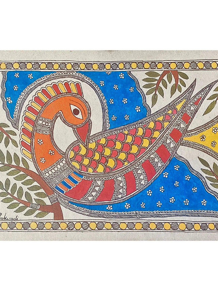 Peacock Madhubani Painting on Handmade Paper
