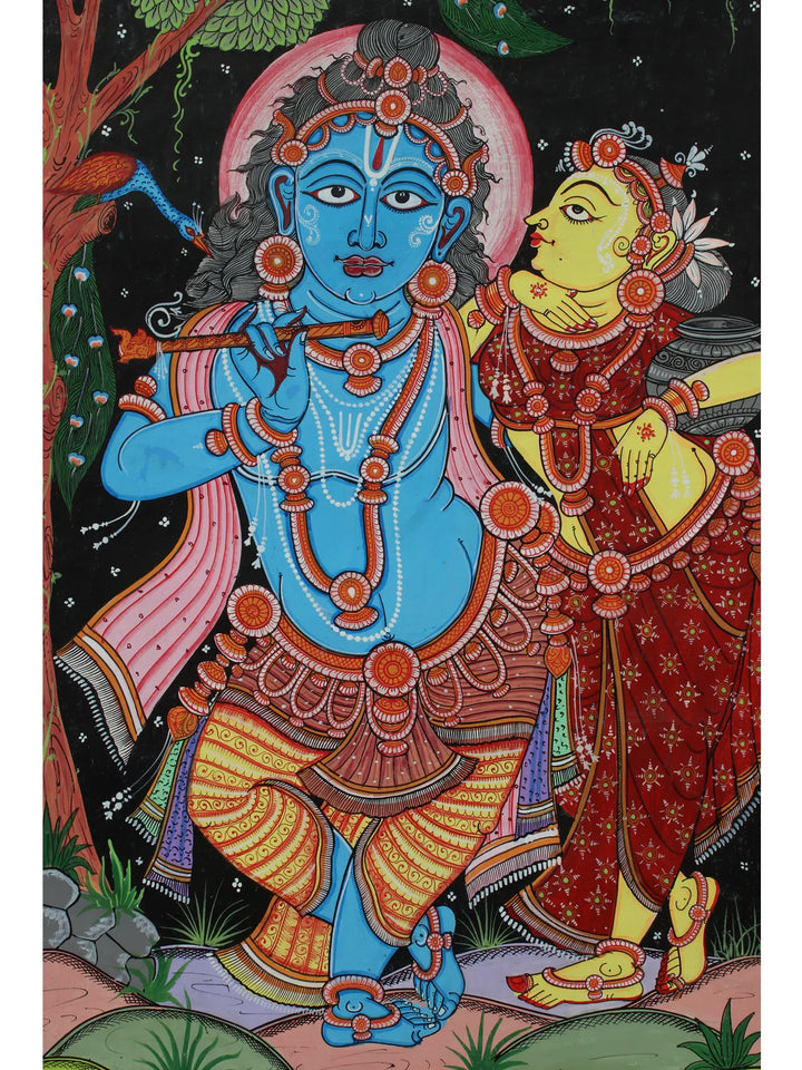 Standing Radha Krishna Together Pattachitra Painting on Canvas · view 2