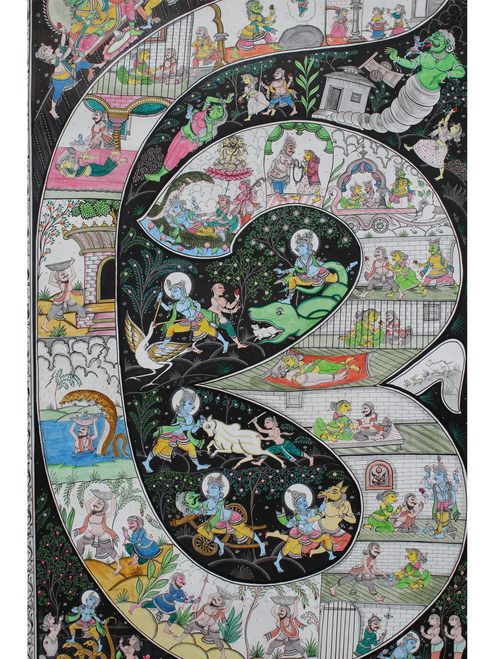 Shri Krishna's Life Story Inside The Aum (Om) | Pattachitra Painting