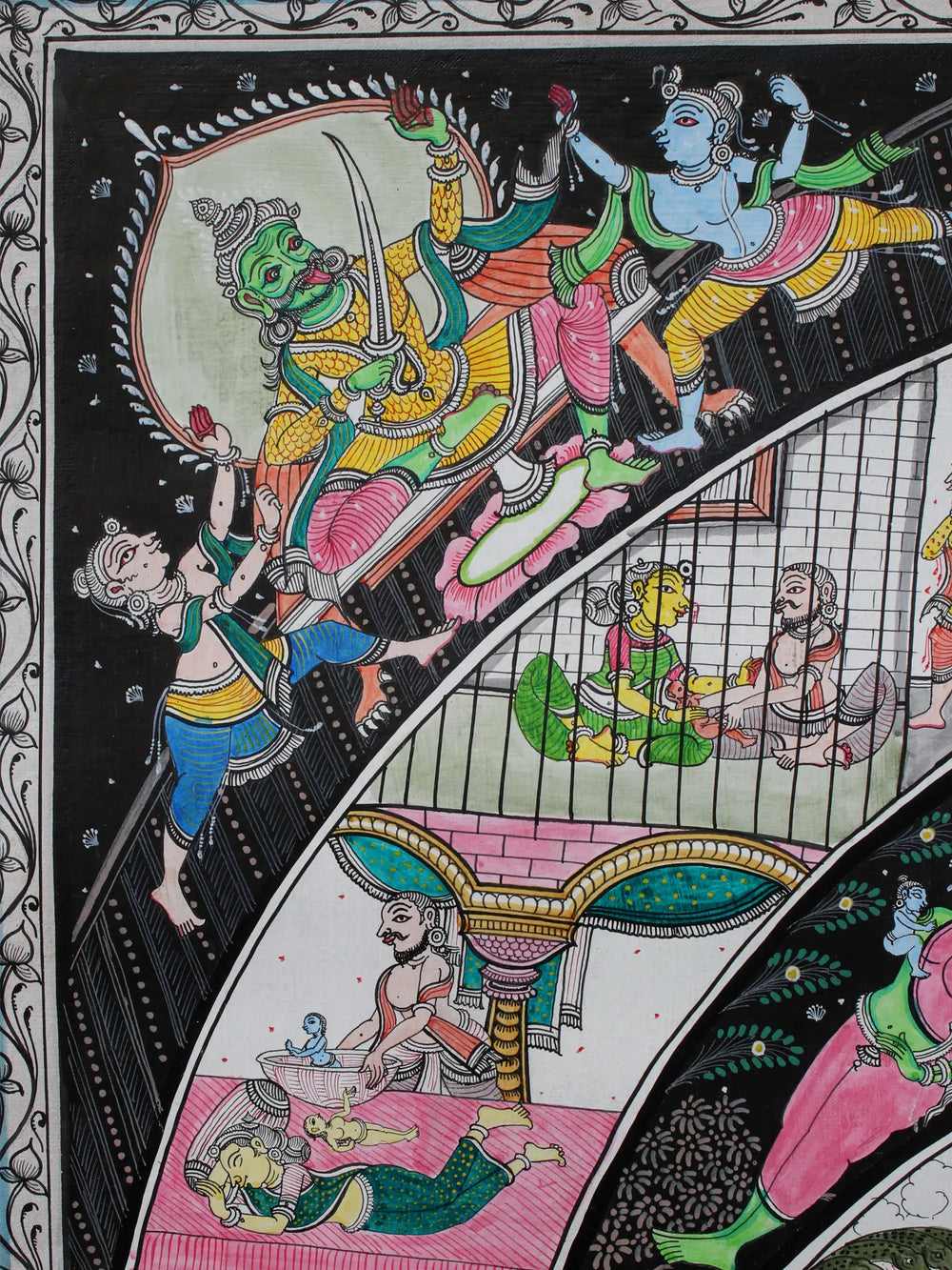 Shri Krishna's Life Story Inside The Aum (Om) | Pattachitra Painting