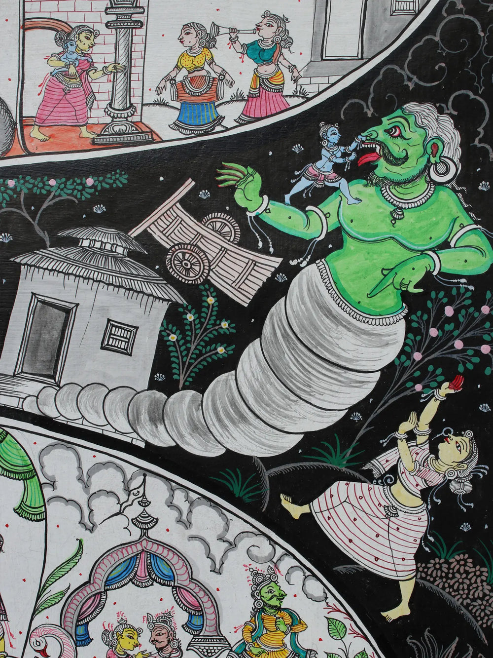 Shri Krishna's Life Story Inside The Aum (Om) | Pattachitra Painting