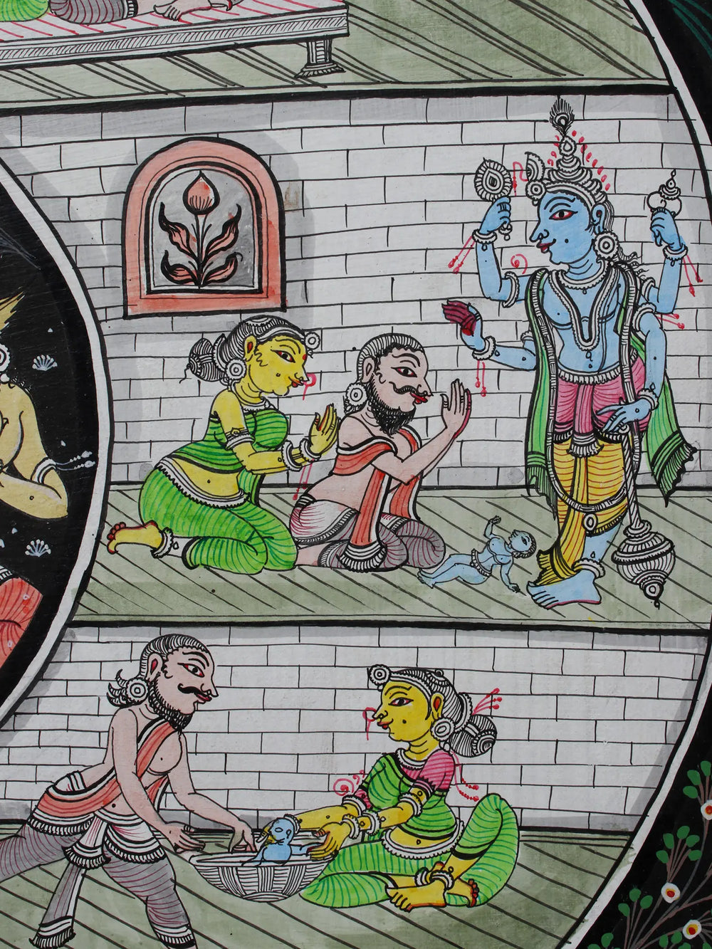 Shri Krishna's Life Story Inside The Aum (Om) | Pattachitra Painting
