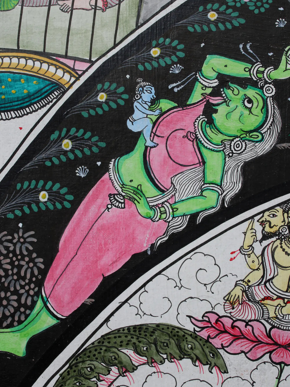Shri Krishna's Life Story Inside The Aum (Om) | Pattachitra Painting