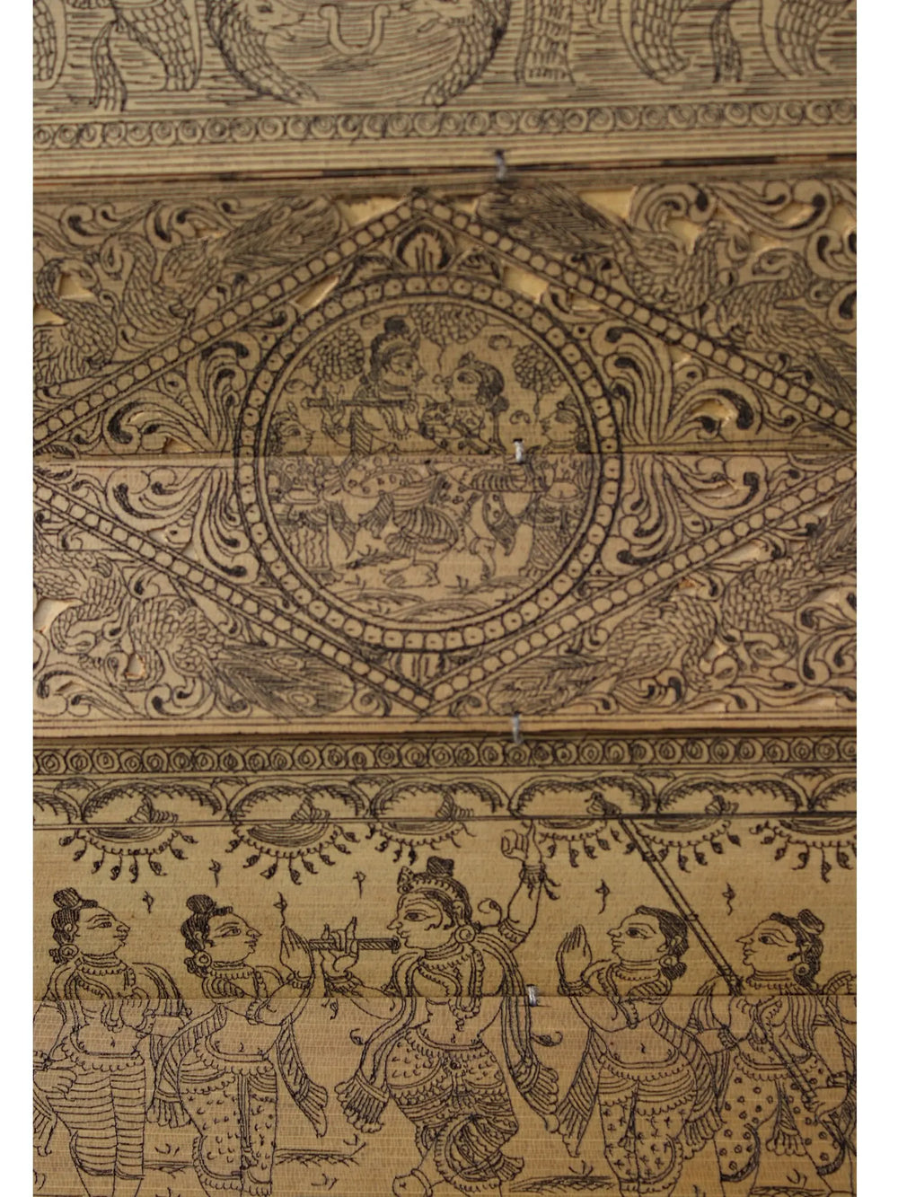 Life Story of Lord Krishna with Vishvarupa at Center | Superfine Pattachitra Painting on Palm Leaf | Masterpiece