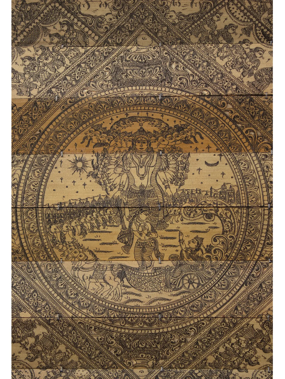 Life Story of Lord Krishna with Vishvarupa at Center | Superfine Pattachitra Painting on Palm Leaf | Masterpiece