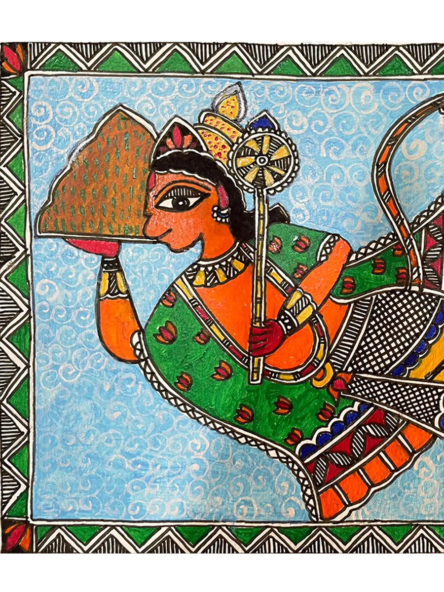 Hanuman Carrying Sanjivani Buti Painting on Paper