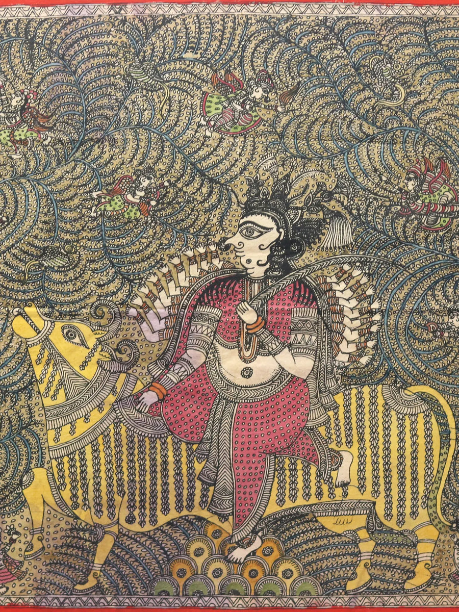 Worship of Visat Mata - Mata Ni Pachedi Painting on Madarpat Cotton